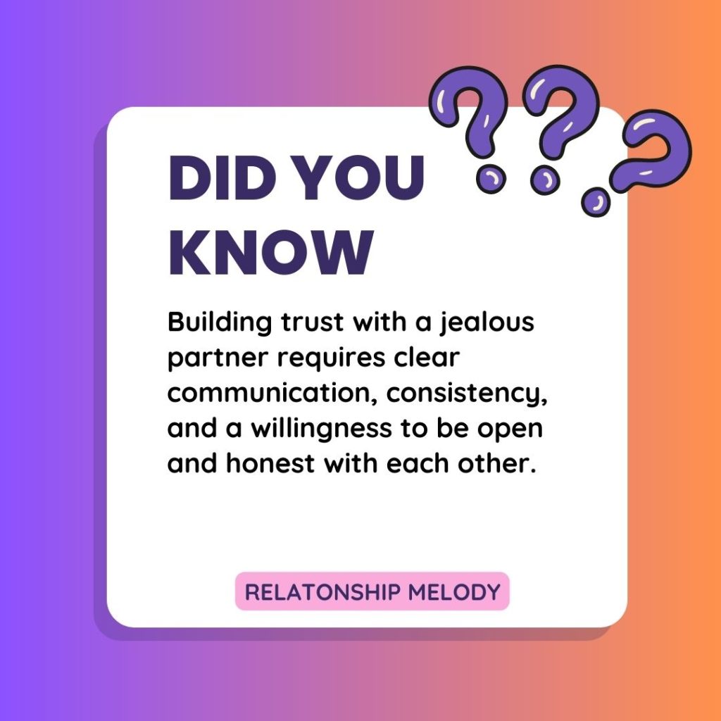 Building trust with a jealous partner requires clear communication, consistency, and a willingness to be open and honest with each other.