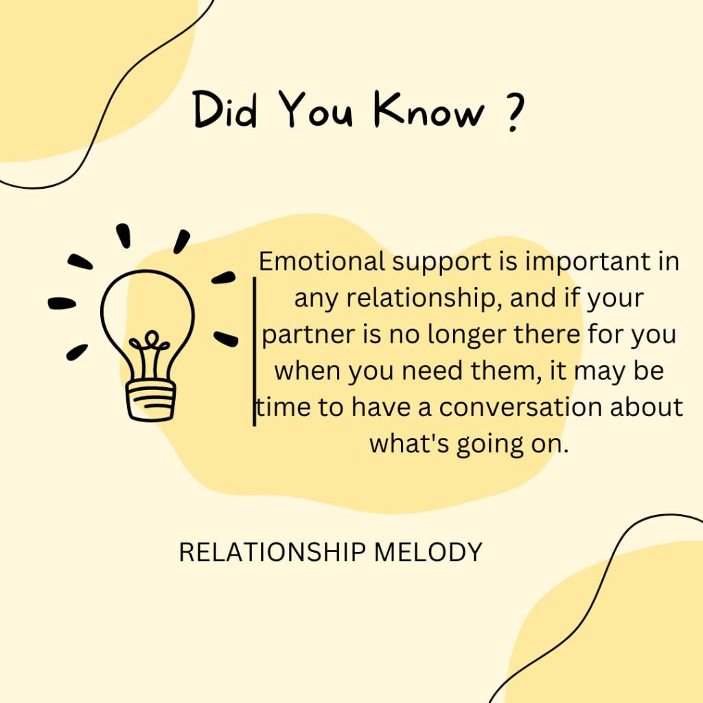 Emotional support is important in any relationship, and if your partner is no longer there for you when you need them, it may be time to have a conversation about what's going on.