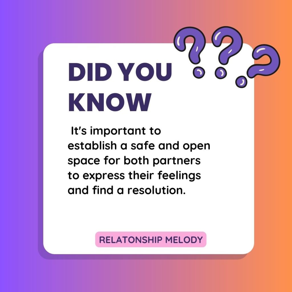  It's important to establish a safe and open space for both partners to express their feelings and find a resolution.