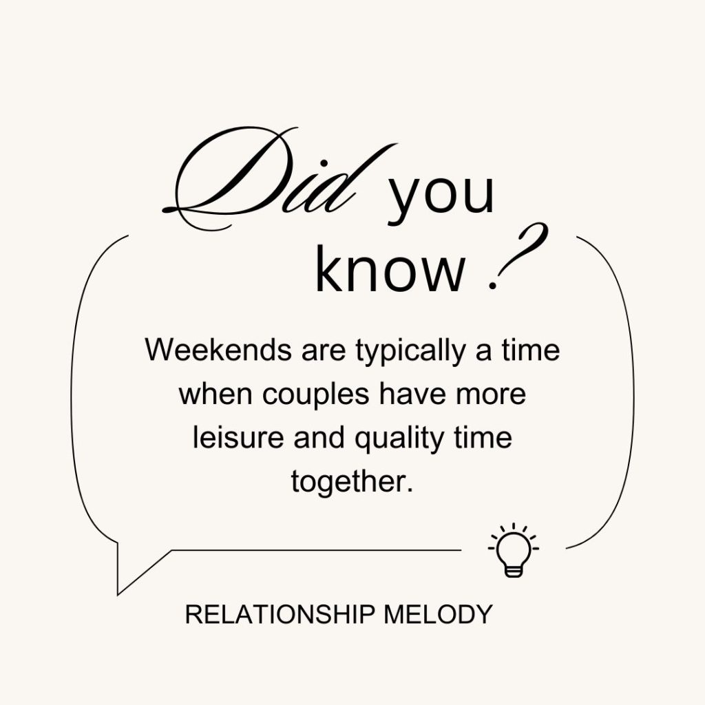 Weekends are typically a time when couples have more leisure and quality time together.