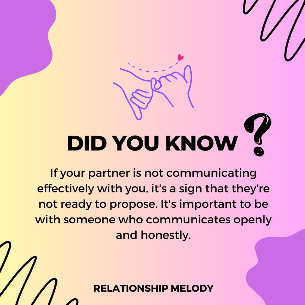 If your partner is not communicating effectively with you, it's a sign that they're not ready to propose. It's important to be with someone who communicates openly and honestly.