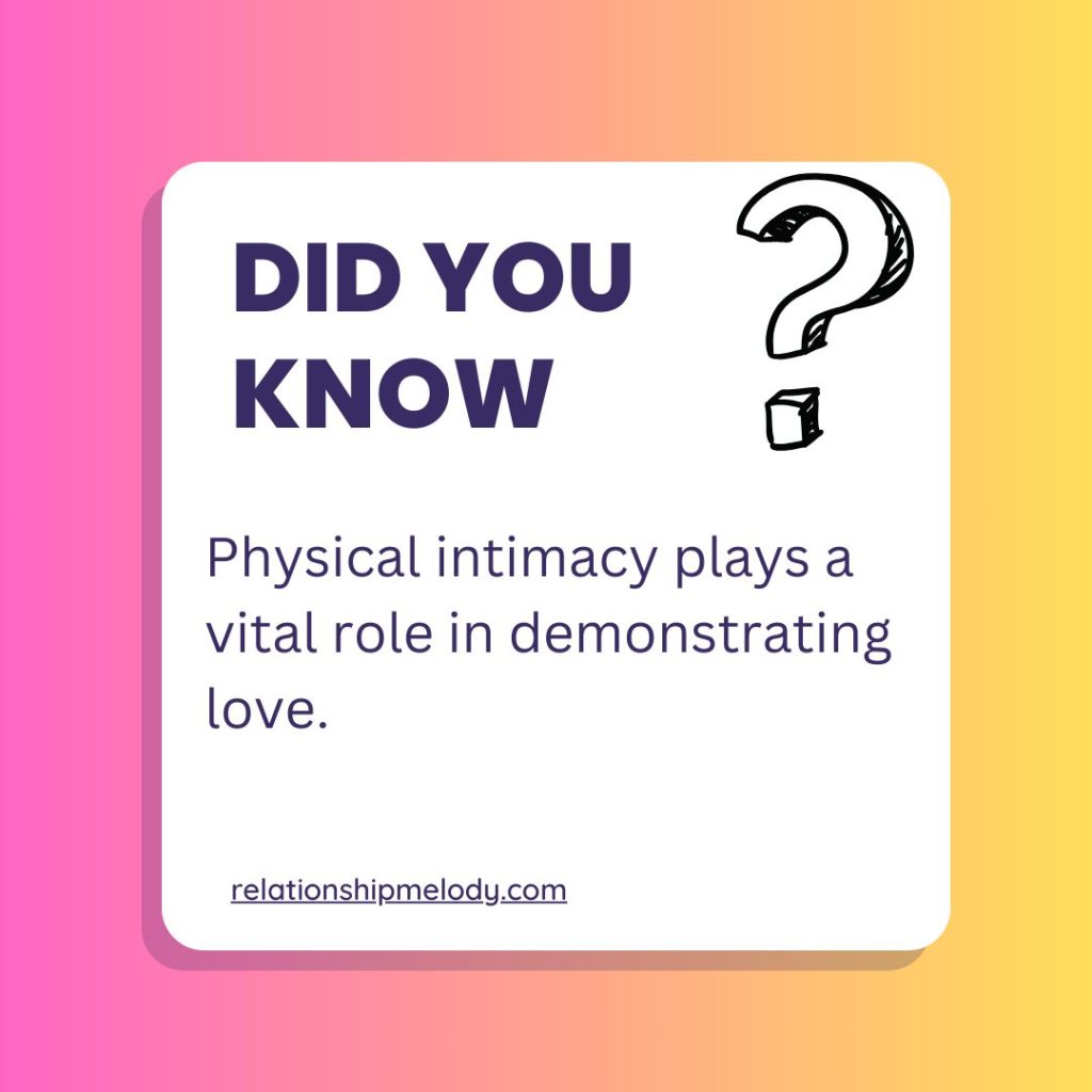 Physical intimacy plays a vital role in demonstrating love.